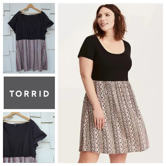 torrid Dresses & Skirts - Torrid Challis and Knit Skater Dress 5
